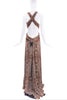 Roberto Cavalli Black and Brown Leopard Print Cut Out Backless Gown