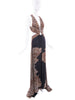 Roberto Cavalli Black and Brown Leopard Print Cut Out Backless Gown