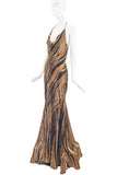 Roberto Cavalli Black & Gold Chain Print Gown