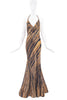 Roberto Cavalli Black & Gold Chain Print Gown