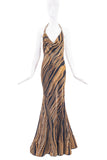 Roberto Cavalli Black & Gold Chain Print Gown