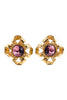 Givenchy Gold Bow Clover Earring with an Amethyst Crystal - BOUTIQUE PURCHASE PRICE