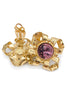 Givenchy Gold Bow Clover Earring with an Amethyst Crystal - BOUTIQUE PURCHASE PRICE