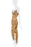 Christian Dior x Galliano Brown Leopard Print Sheer Bias Cut Slip Dress Gown