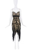 Jean Paul Gaultier Black Nude Sheer Lace Ruched Ruffle Bustier Dress