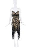 Jean Paul Gaultier Black Nude Sheer Lace Ruched Ruffle Bustier Dress