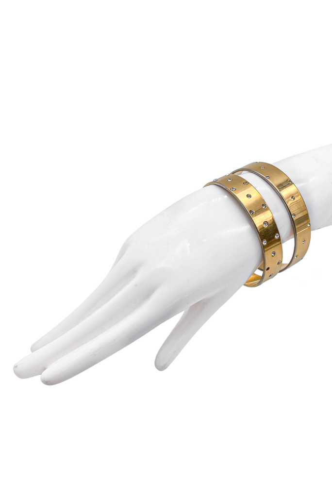Vintage Gold Bangle Bracelet Set with Crystal Details