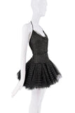 Valentino Black Crystal Embellished Sheer Tulle Tutu Mini Dress