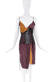 Jean Paul Gaultier Purple Brown Floral Print Sheer Wrap Corset Slip Dress