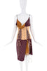 Jean Paul Gaultier Purple Brown Floral Print Sheer Wrap Corset Slip Dress