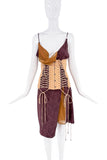 Jean Paul Gaultier Purple Brown Floral Print Sheer Wrap Corset Slip Dress