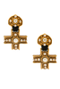 Jacky de G Paris Gold Pearl Embellished Cross Drop Earrings