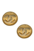 Chanel Gold Logo Embellished Round Stud Earrings