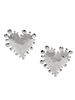 Vintage Silver Textured Bubble Heart Oversized Stud Earrings