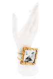 Blumarine Gold Embellished Frame Crystal Cuff Bracelet