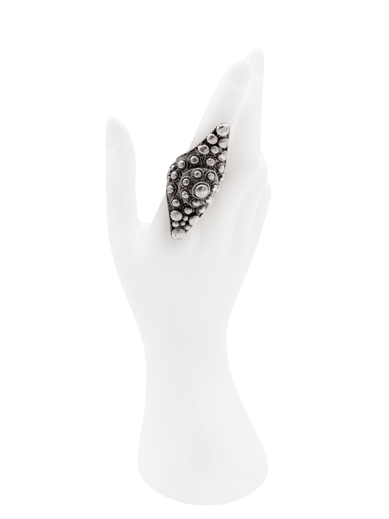 Jean Paul Gaultier Silver Textured Embellished Knuckle Ring