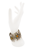 Vintage Silver Embellished Inlaid Semi Precious Stone Link Bracelet