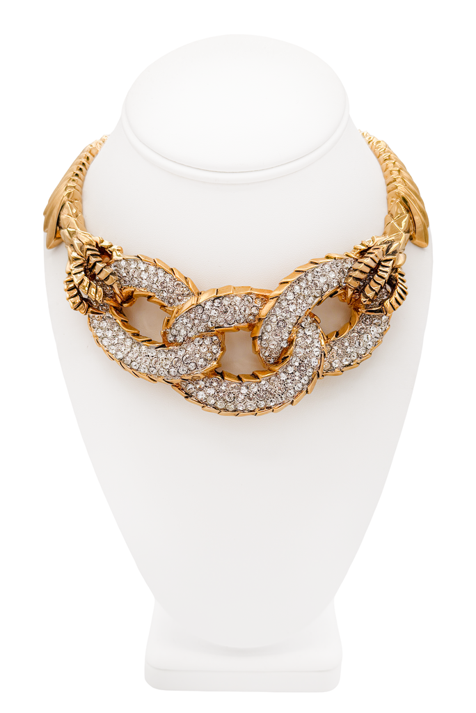 Guiseppe Zanotti Gold Claw Crystal Link Pendant Necklace