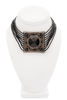Jean Paul Gaultier Black Bead Crystal Square Pendant Choker Necklace