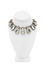 Vintage Silver Brass Crystal Cluster Geometric Rhinestone Statement Necklace