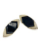 Valentino Silver Triangular Pentagon Vintage Black Enamel Rhinestone Earrings - BOUTIQUE PURCHASE PRICE