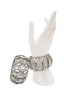 Alexander McQueen Silver Crystal Rhinestone Cut Out Wide Cuff Bracelet