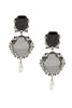 Christian Dior X Galliano Silver Black Crystal Gemstone Embellished Drop Earrings FW2007