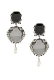 Christian Dior X Galliano Silver Black Crystal Gemstone Embellished Drop Earrings FW2007