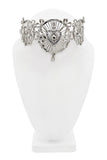 Christian Dior x Galliano Silver Crystal Heart Bow Logo Charm Embellished Choker Necklace