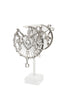 Christian Dior x Galliano Silver Crystal Heart Bow Logo Embellished Charm Hoop Earrings
