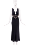 Roberto Cavalli Black Silk Beaded Embellished Cut Out Dress Gown