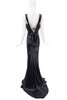 Roberto Cavalli Black Open Back Bow Draped Cascading Tail Dress Gown