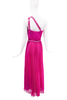 Roberto Cavalli Pink Pleated One Shoulder Beaded Belt Cut Out Gown