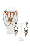 Jean Paul Gaultier Silver Iridescent Crystal Orange Cameo Mother Mary Flower 90s Runway Chandelier Earrings