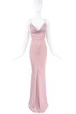Alexandre Vauthier Pink Silk Crystal Embellished Bias Cut Slip Dress Gown