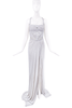 Versace Grey Silver Crystal Embellished Studded Harness Corset Slit Dress Gown 2011 Runway