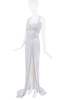Versace Grey Silver Crystal Embellished Studded Harness Corset Slit Dress Gown 2011 Runway