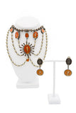 Jean Paul Gaultier Silver Orange Cameo Coin Embellished Logo 90s Runway Drop Earrings