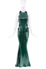Alexandre Vauthier Green Sequin Cut Out Bias Cut Dress Gown