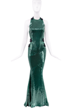 Alexandre Vauthier Green Sequin Cut Out Bias Cut Dress Gown