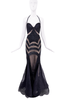 Roberto Cavalli Black Sequin Lace Corset Halter Dress Gown