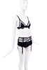 Dolce & Gabbana Black Lace Lingerie Bra Panties Underwear Garter Belt Set
