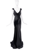 Roberto Cavalli Black Open Back Bow Draped Cascading Tail Dress Gown