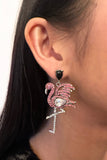 Vintage Flamingo Rhinestone Earrings