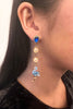 Vintage Blue Enamel and Crystal Asymmetrical Flamingo Earrings
