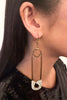 Vintage Gold Oversize Safety Pin Earrings with Crystal Details