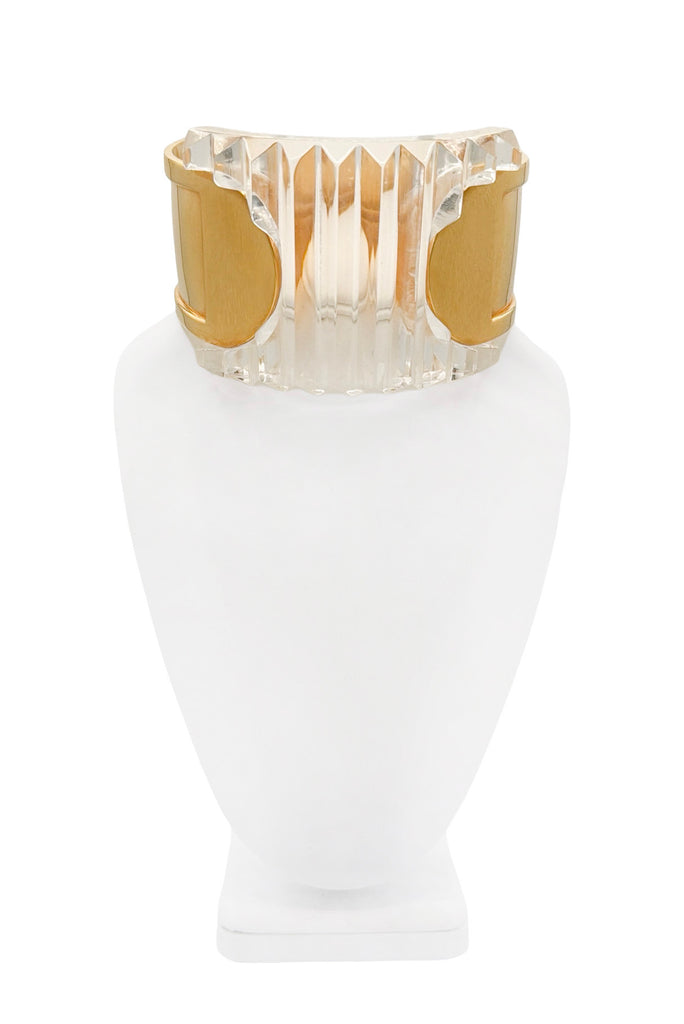 Balmain Gold Clear Lucite Textured Architectural Wide Choker Necklace Runway FW16