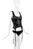 Yuhan Black Lace Sheer Embroidered Garter Tank Top