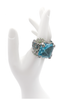 Vintage Aquamarine Blue Massive Square Cocktail Ring with Floral Details