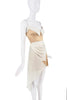 Vintage Nude White Silk Deconstructed Asymmetric Apron Collared Slip Dress